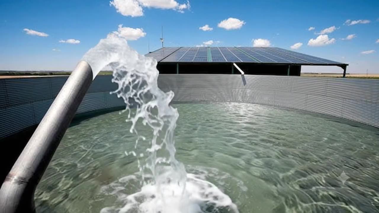 Bombeo solar llenando un tanque de agua